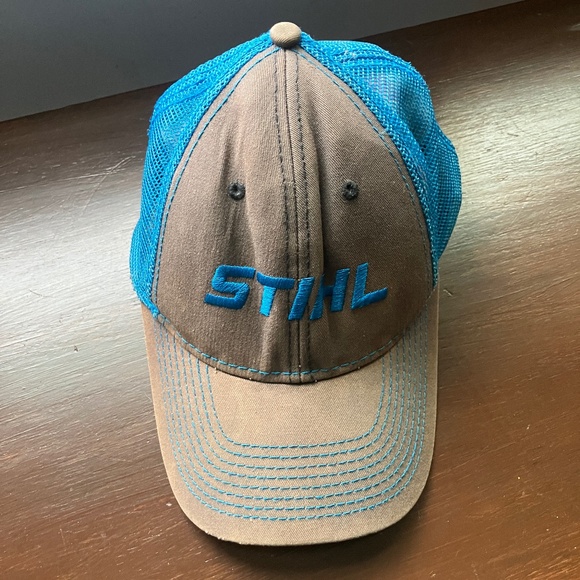 Stihl Chainsaw Neon Blue Mesh Snap Back Cap - Picture 1 of 5